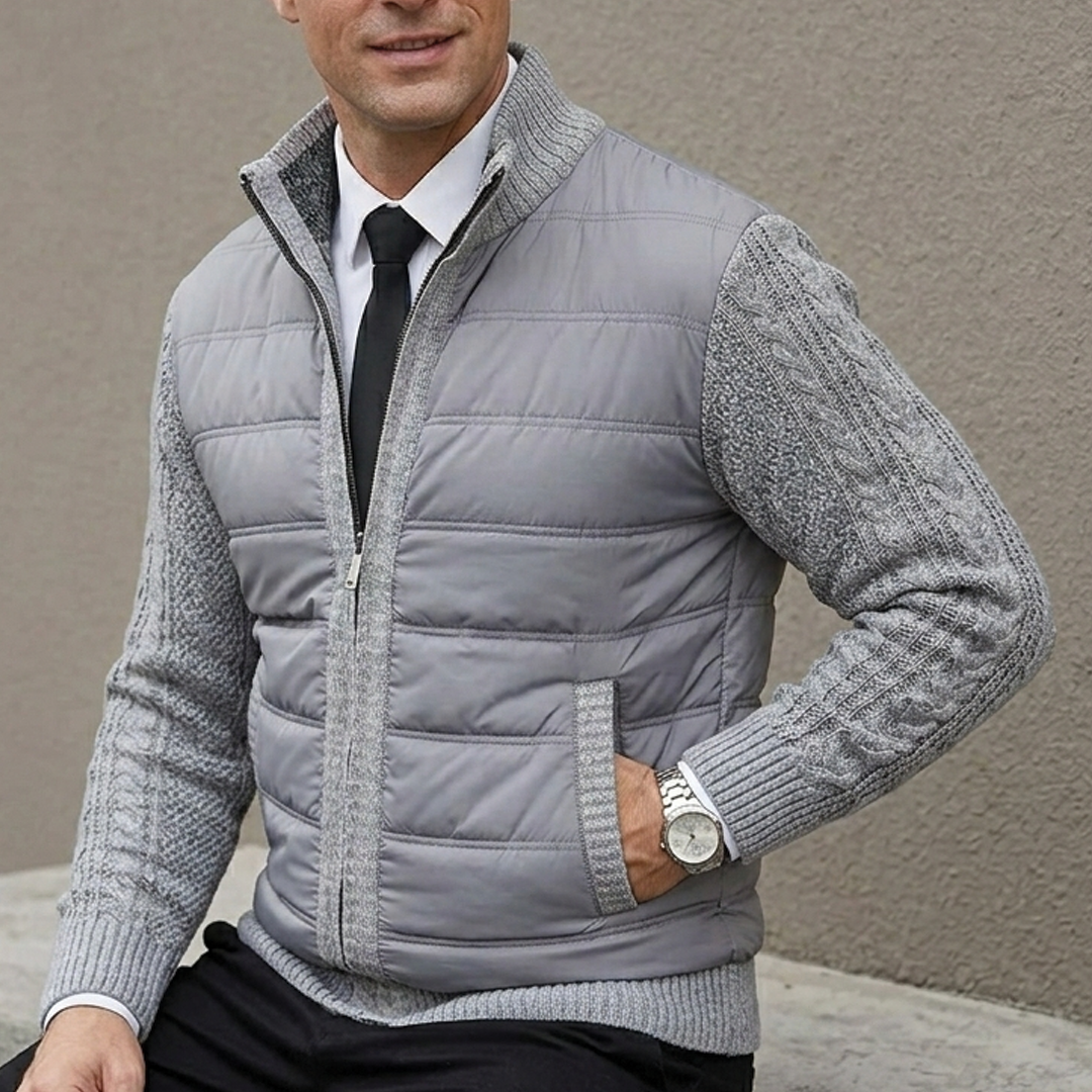 Men's Zip Cardigan – Ribbed Knit, Regular Fit
