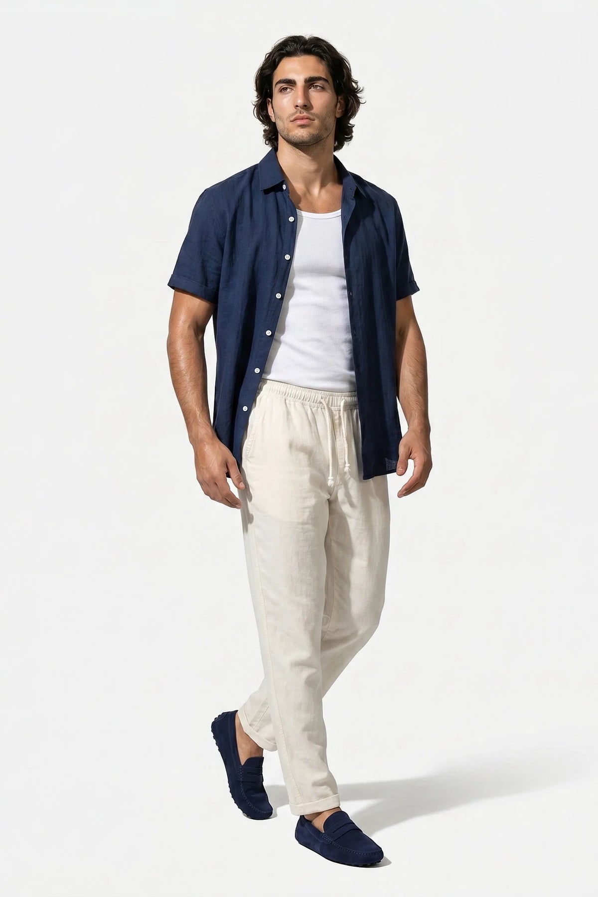 Men's Linen Look Shirt & Trousers Set – Relaxed Summer Fit