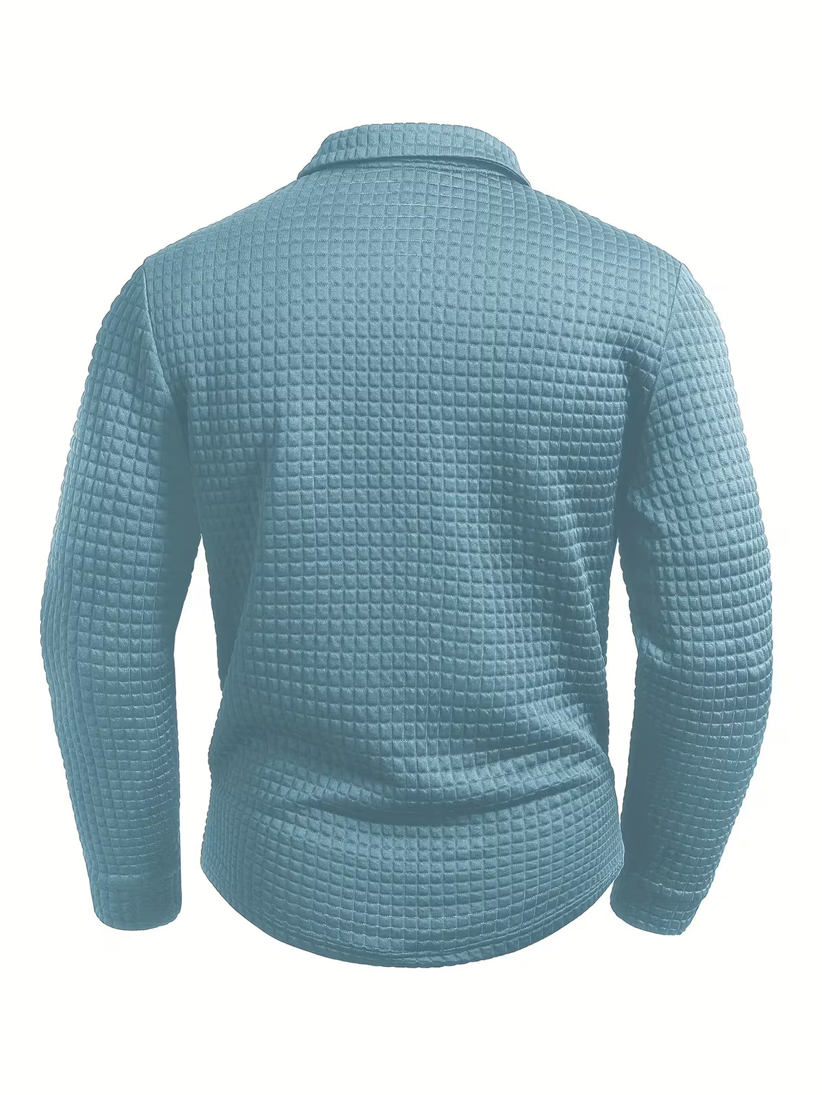 Men's Grid Print Shirt – Textured Long Sleeve, Lapel Collar