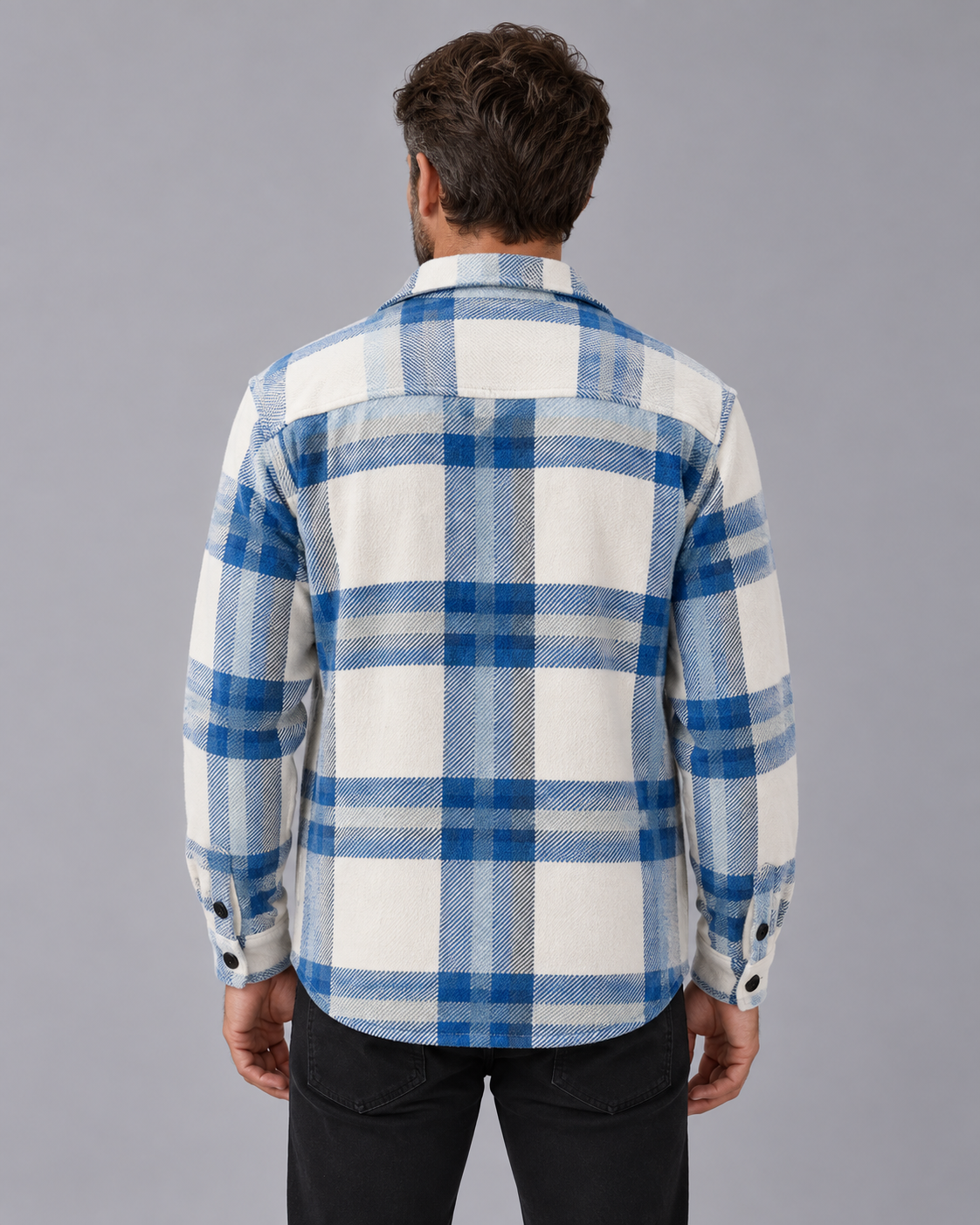 Men's Check Overshirt – Button-Through Shirt Jacket with Chest Pocket