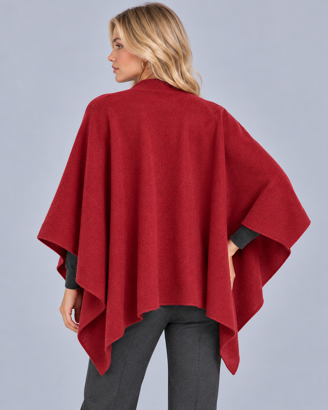 Women's Wool Knit Shawl with Open Front