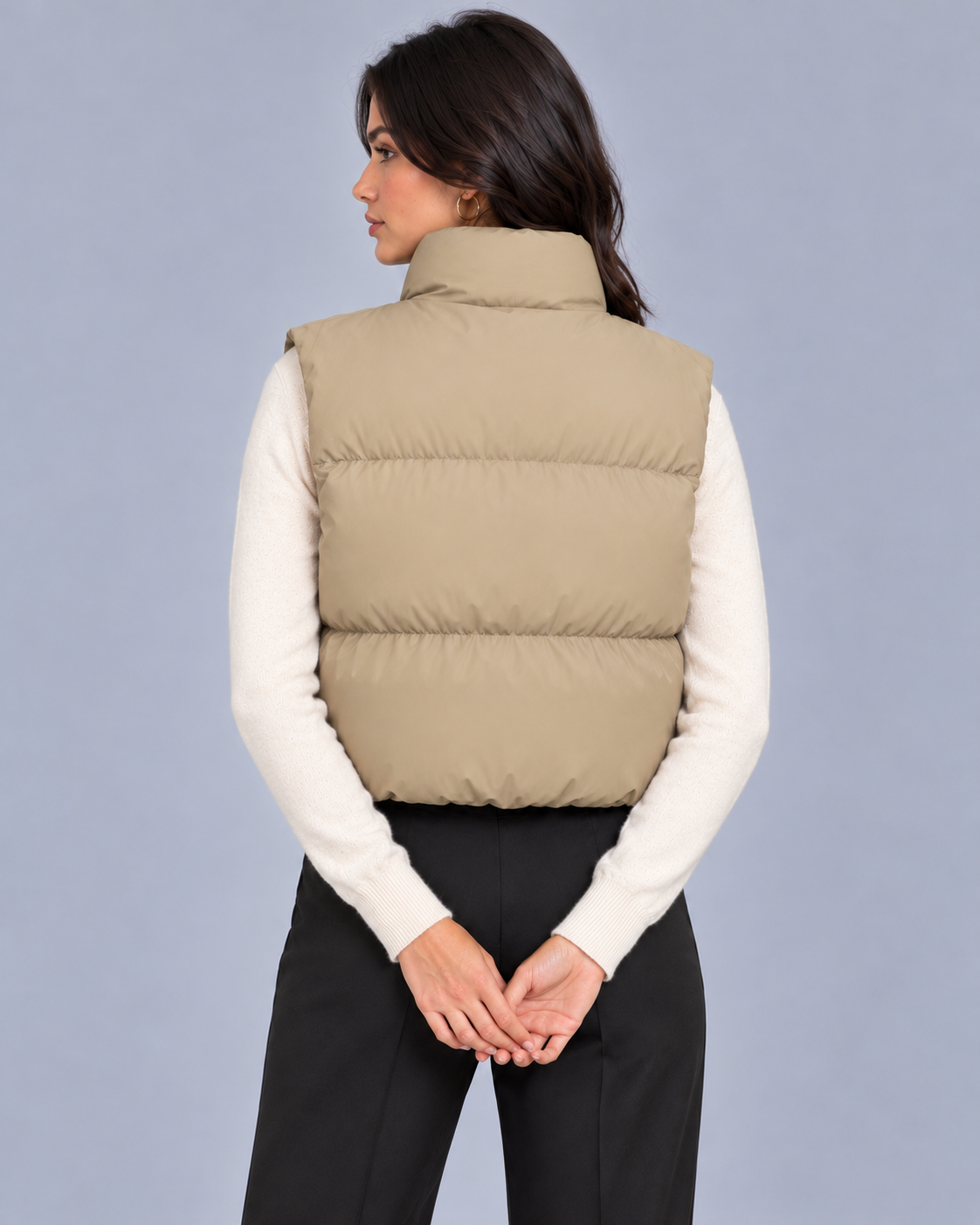 Women's Cropped Puffer Gilet with Drawstring Hem