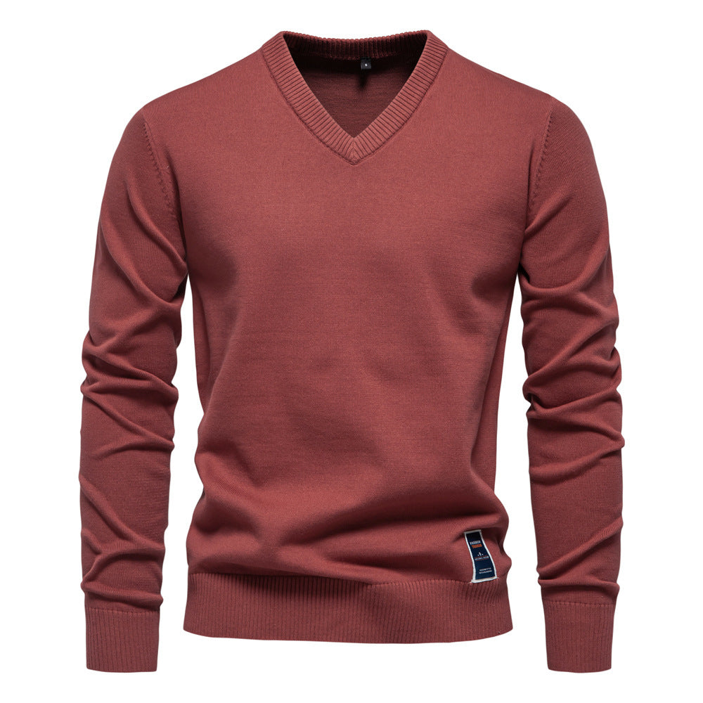 Men's Wool Blend V-Neck Jumper – Classic Knit