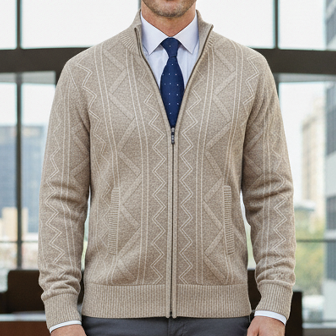 Men's Textured Zip Cardigan – Smart Knit, Tailored Fit