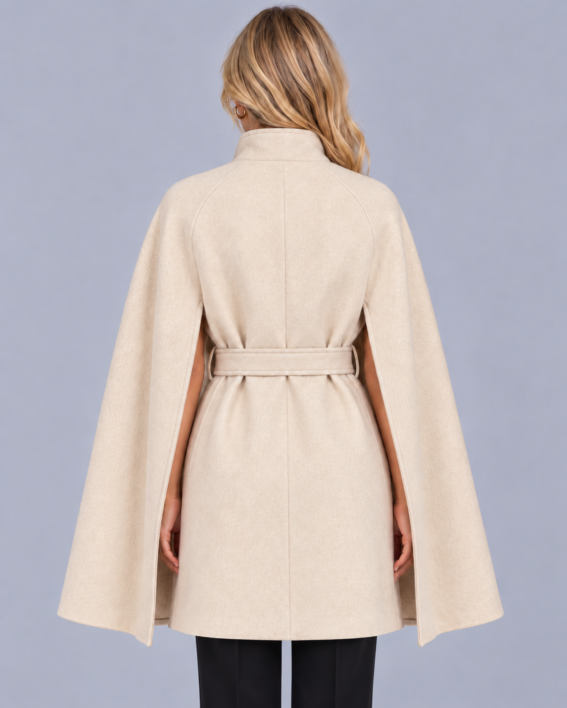 Women's Wool-Look Belted Cape Coat