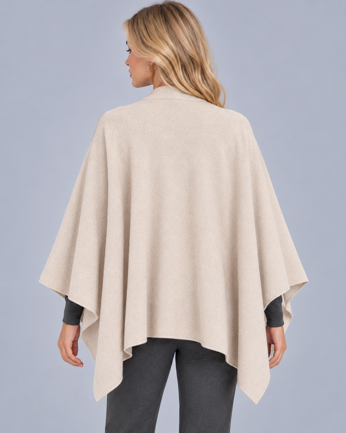 Women's Wool Knit Shawl with Open Front