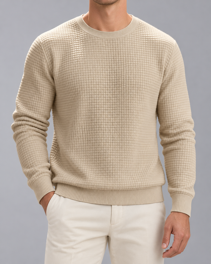 Men's Waffle-Knit Crew Neck Jumper