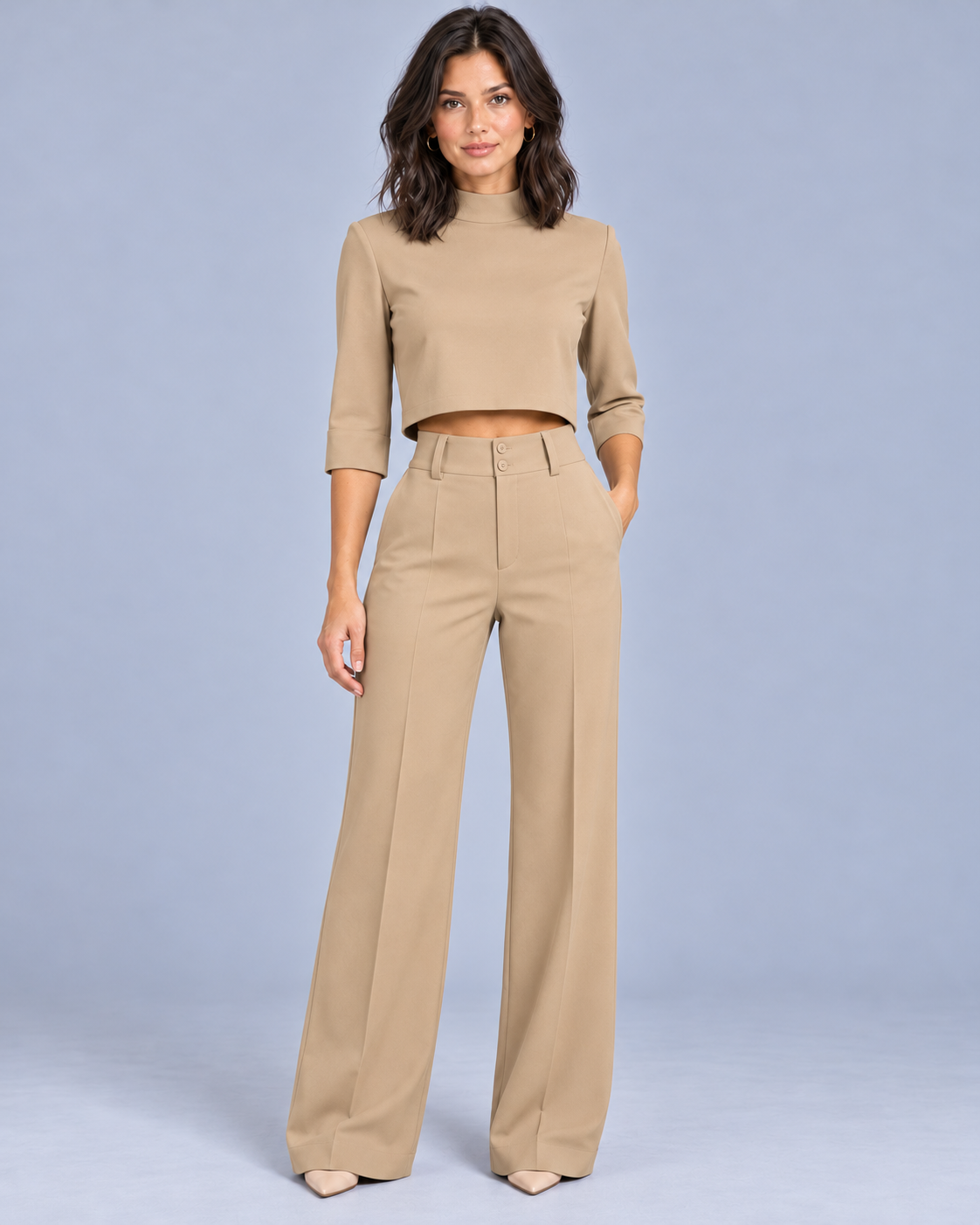 Women's Co-Ord Set with Wide Leg Trousers