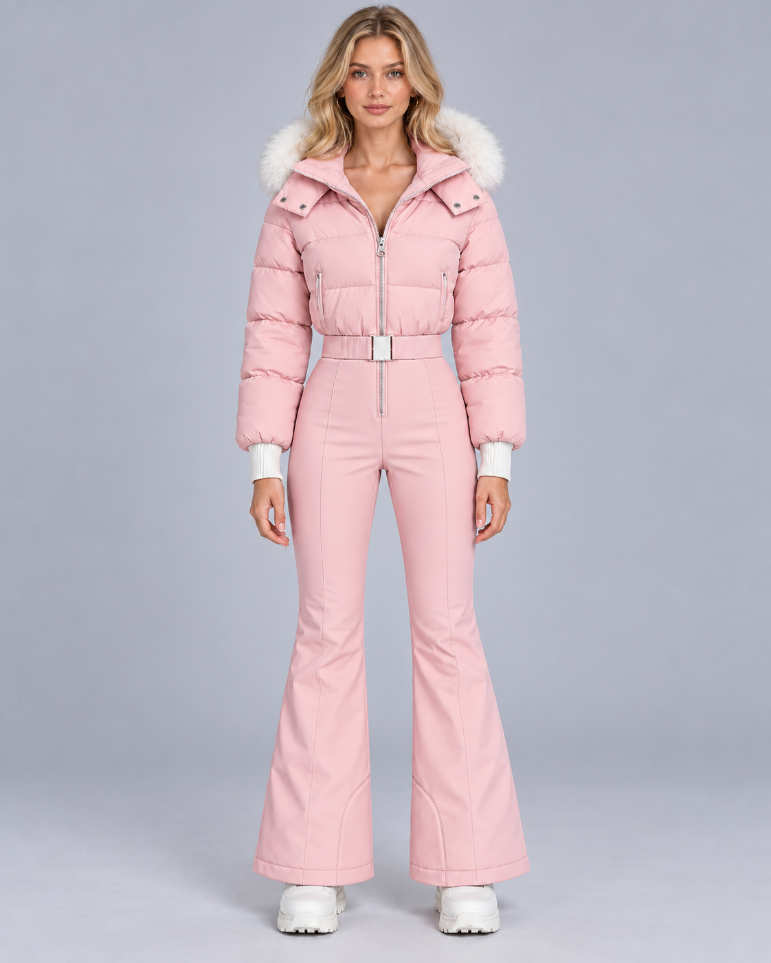 Women's Hooded Ski Suit with Belt