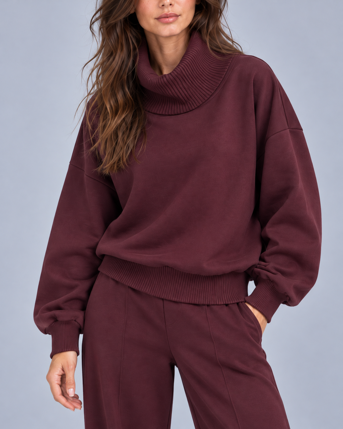 Women's High Collar Co-ord Set | Full Jumper with Trousers set