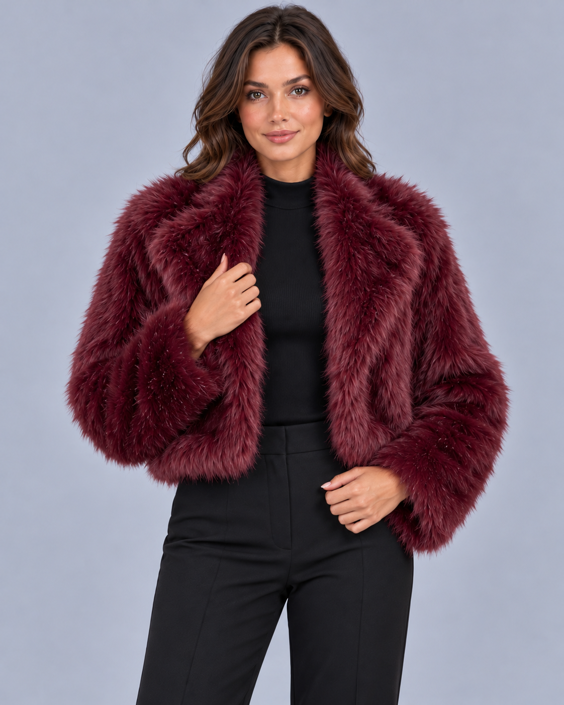 Women's Cropped Faux Fur Jacket