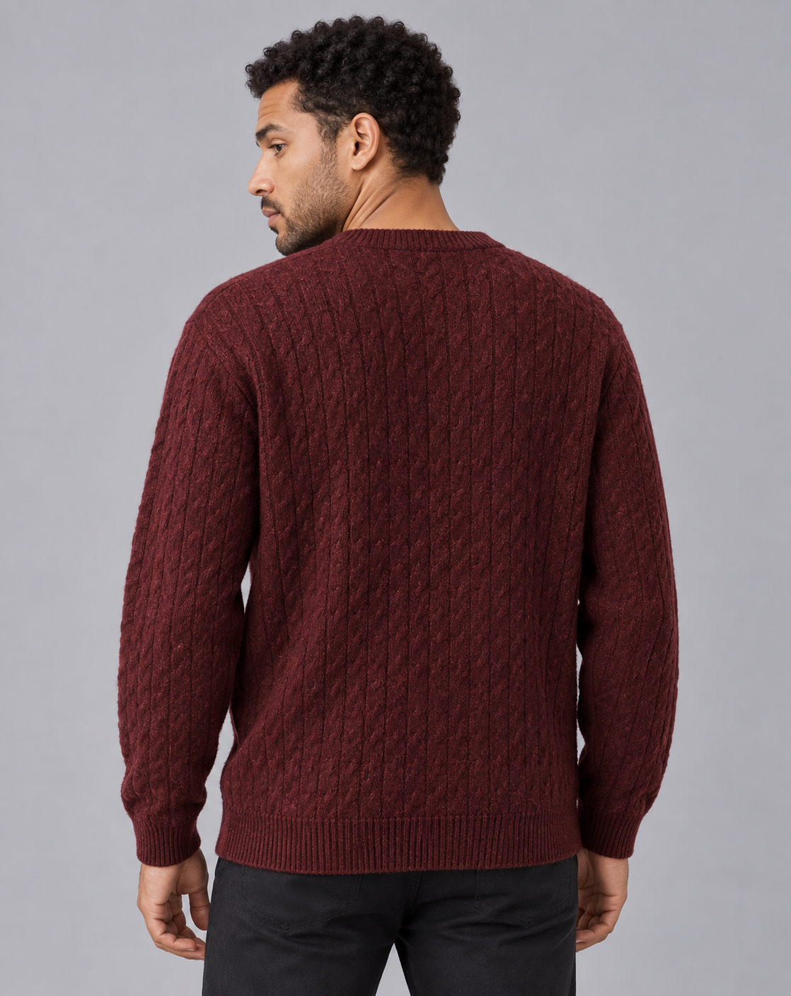 Men's Cable Knit Cardigan – Crew Neck, Six-Button Front, Ribbed Cuffs, Relaxed Fit