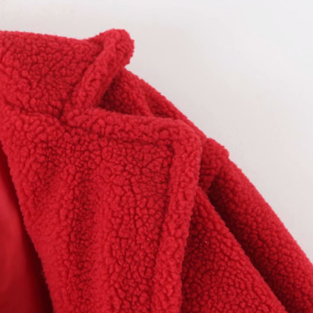 Women's Oversized Teddy Fleece Jacket – Hooded, Full Zip