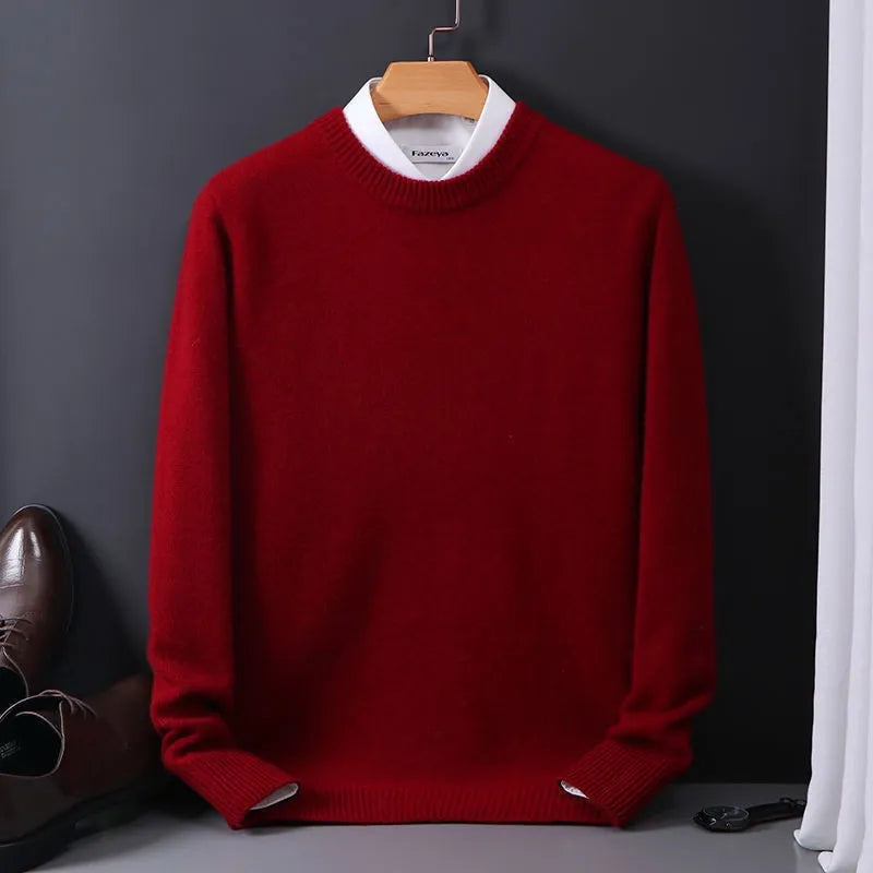 Men's Pure Wool Jumper – Crew Neck, Classic Fit