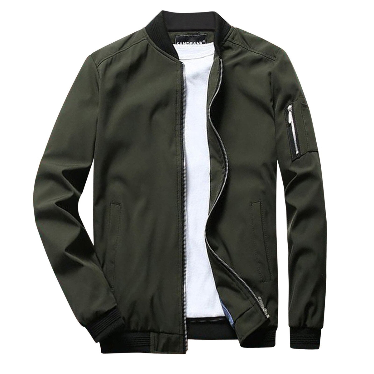 Men's Bomber Jacket – Lightweight Zip Front, Utility Arm Pocket