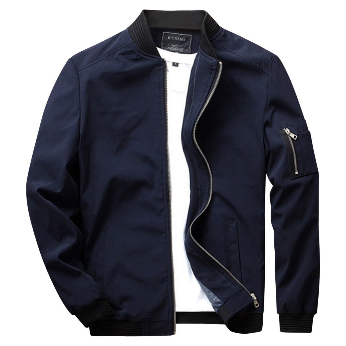 Men's Bomber Jacket – Lightweight Zip Front, Utility Arm Pocket