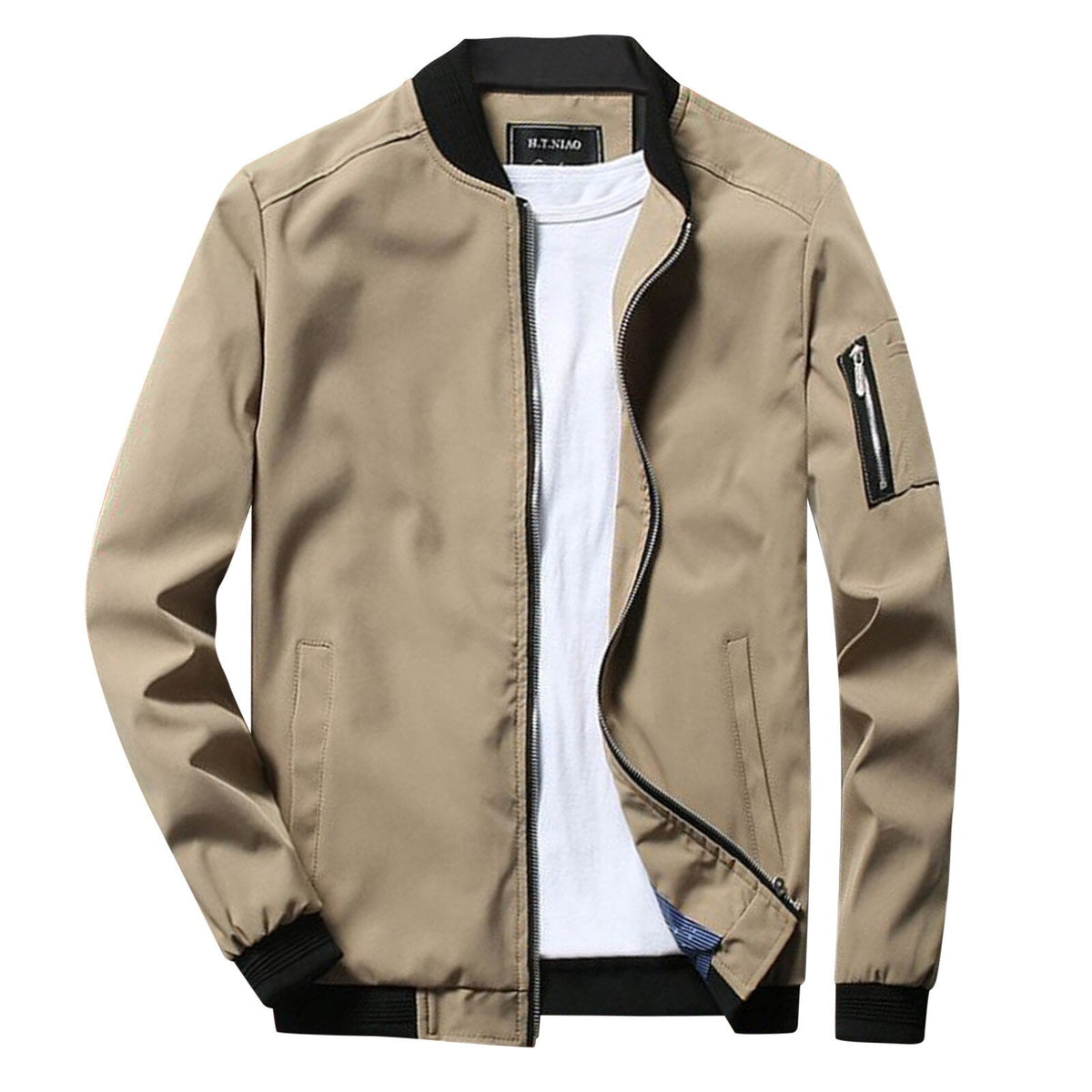 Men's Bomber Jacket – Lightweight Zip Front, Utility Arm Pocket