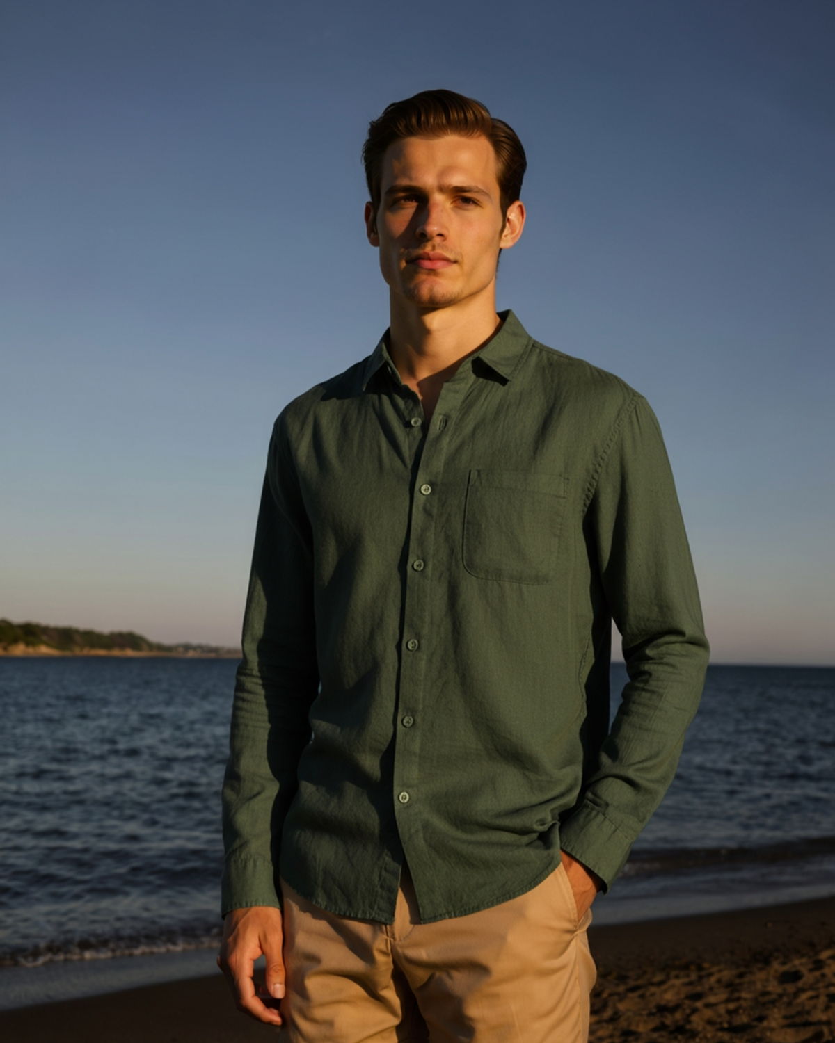 Men's 100% Linen Shirt – Long Sleeve, Regular Fit