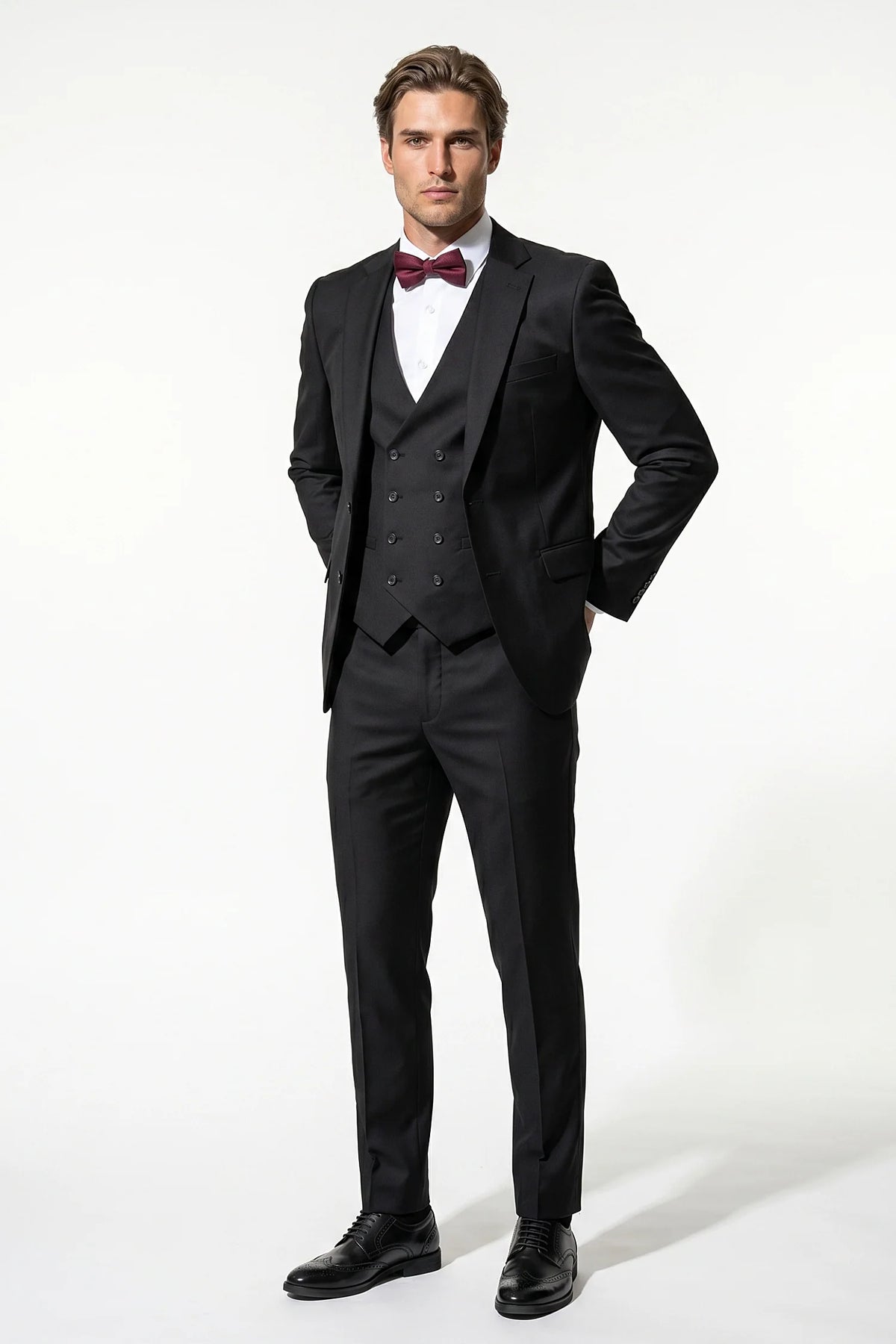 Men's Three Piece Suit – Double Breasted Waistcoat, Slim Fit