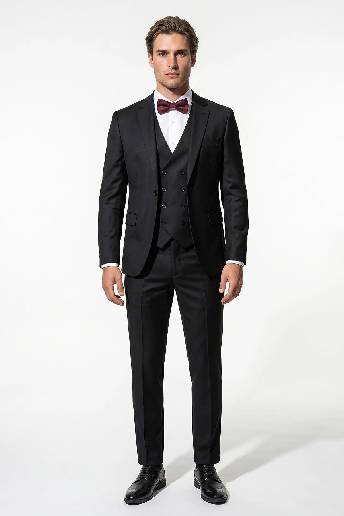 Men's Three Piece Suit – Double Breasted Waistcoat, Slim Fit