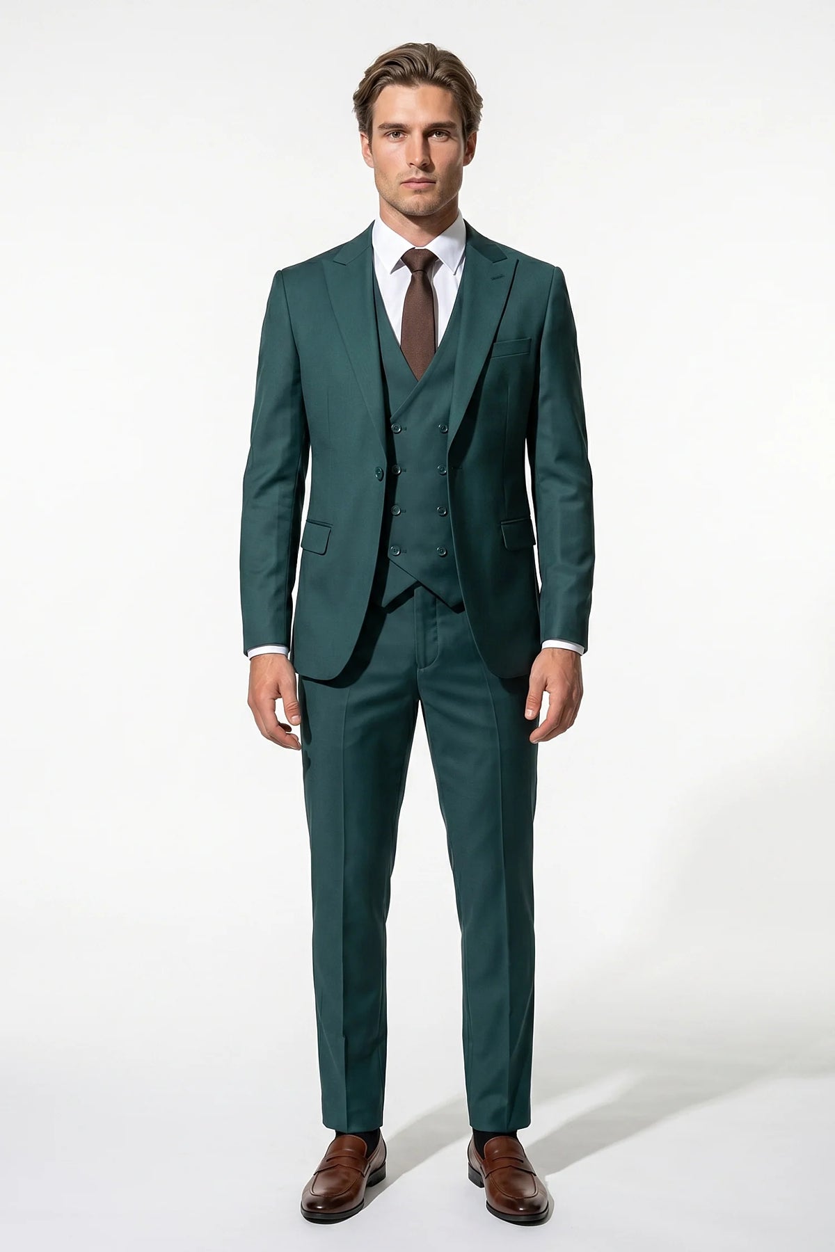 Men's Three Piece Suit – Double Breasted Waistcoat, Slim Fit