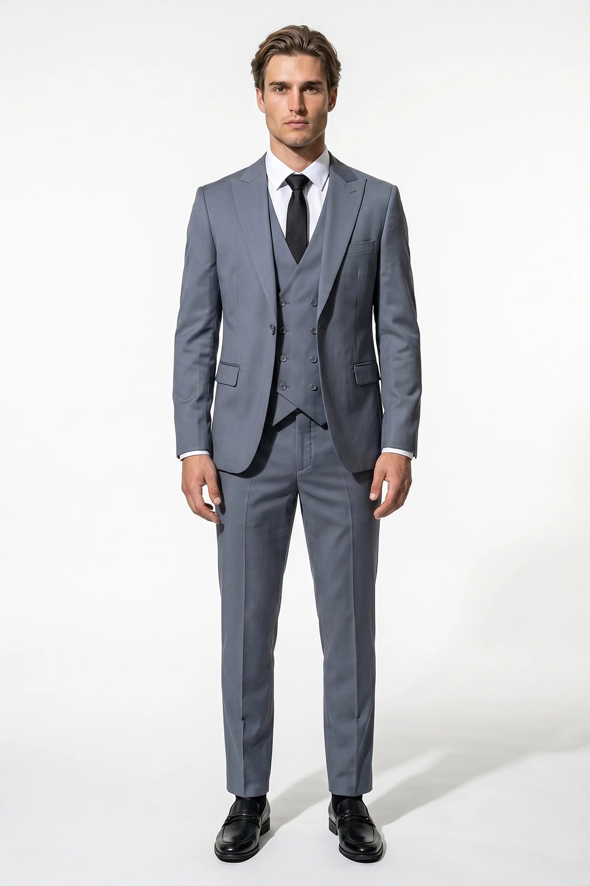 Men's Three Piece Suit – Double Breasted Waistcoat, Slim Fit