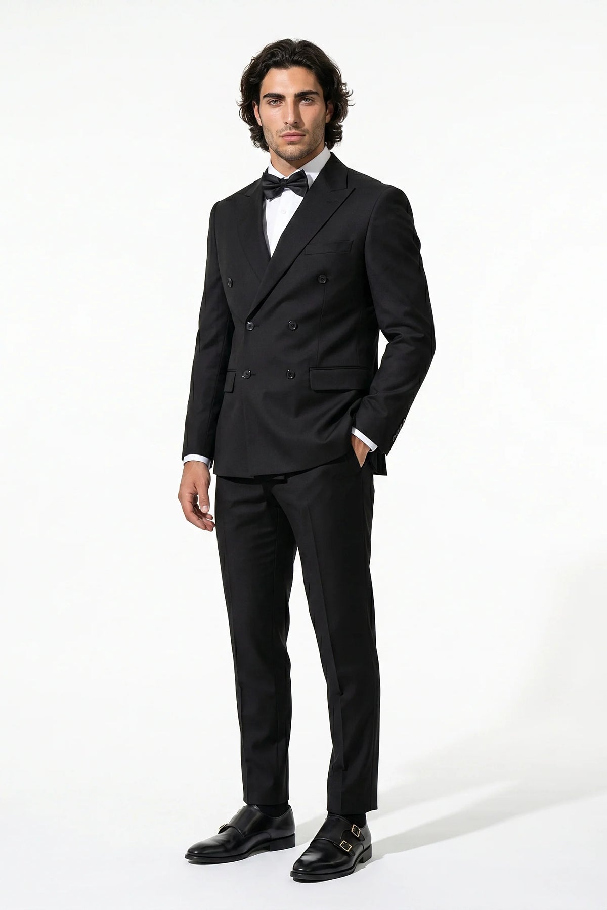 Men's Double Breasted Suit – Peaked Lapel, Slim Fit Two Piece