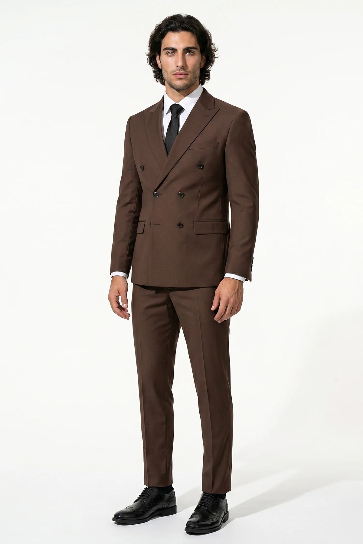Men's Double Breasted Suit – Peaked Lapel, Slim Fit Two Piece
