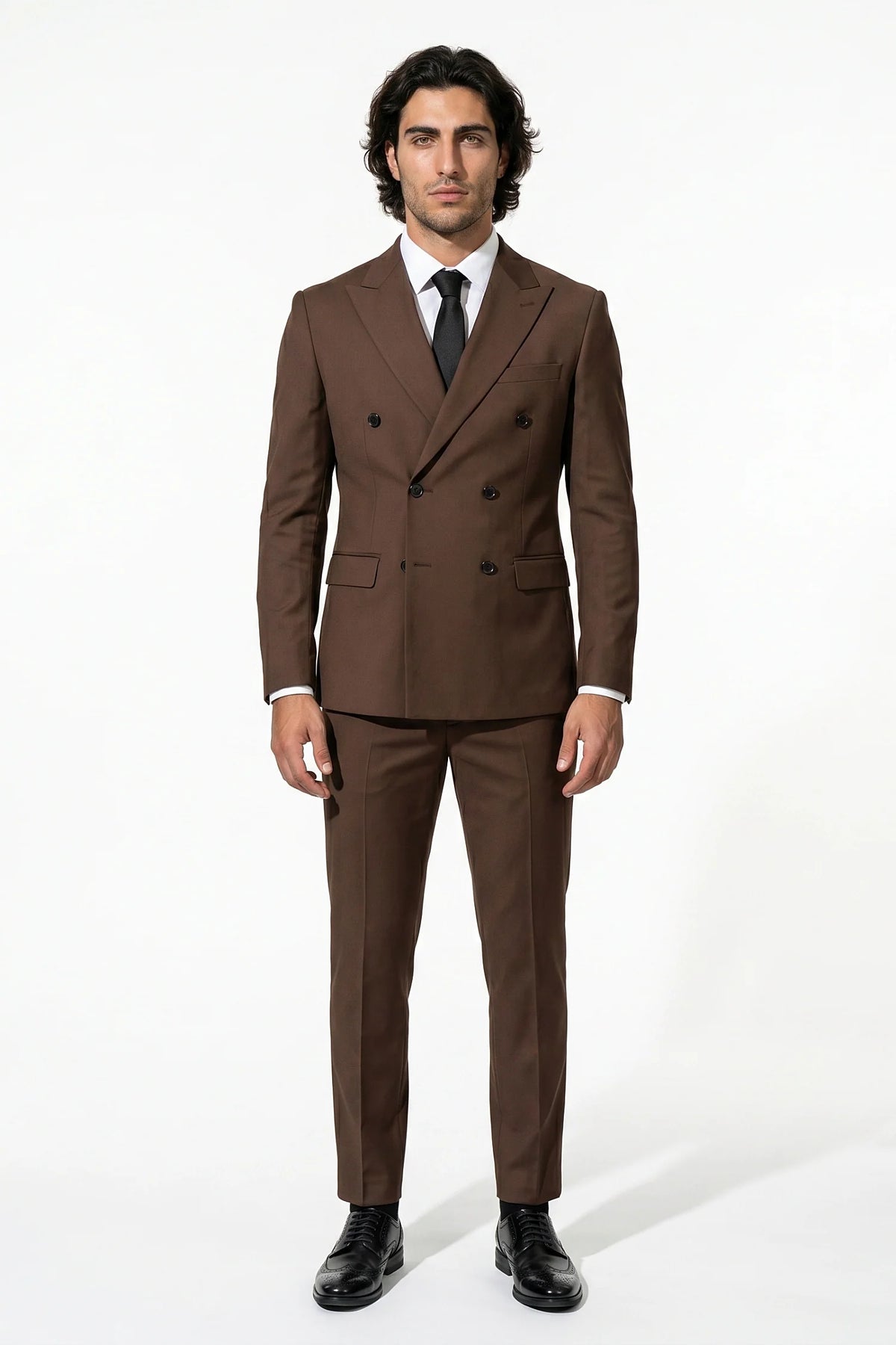 Men's Double Breasted Suit – Peaked Lapel, Slim Fit Two Piece