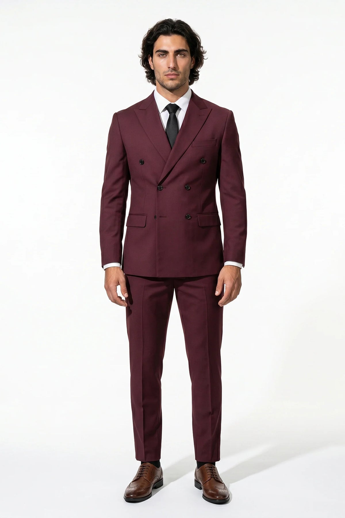 Men's Double Breasted Suit – Peaked Lapel, Slim Fit Two Piece