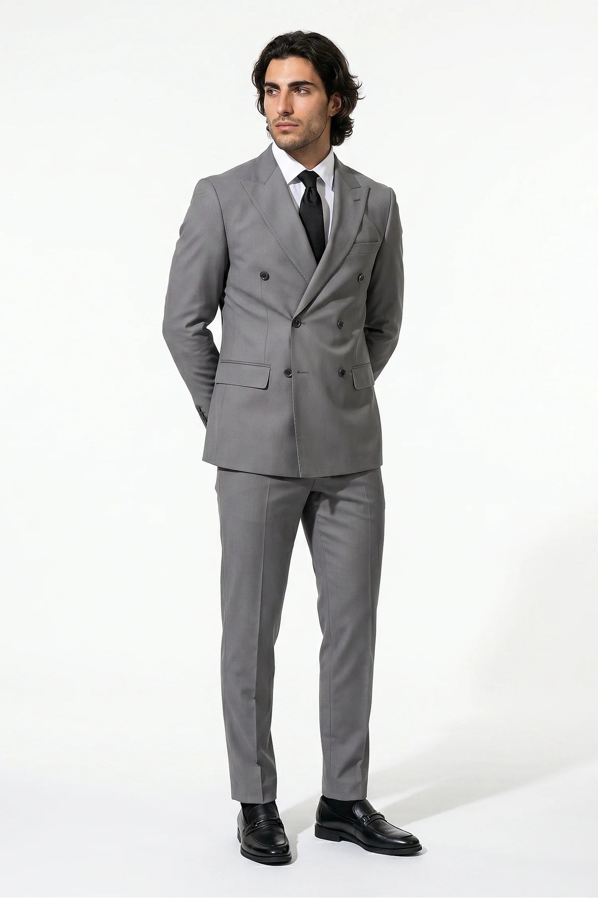 Men's Double Breasted Suit – Peaked Lapel, Slim Fit Two Piece