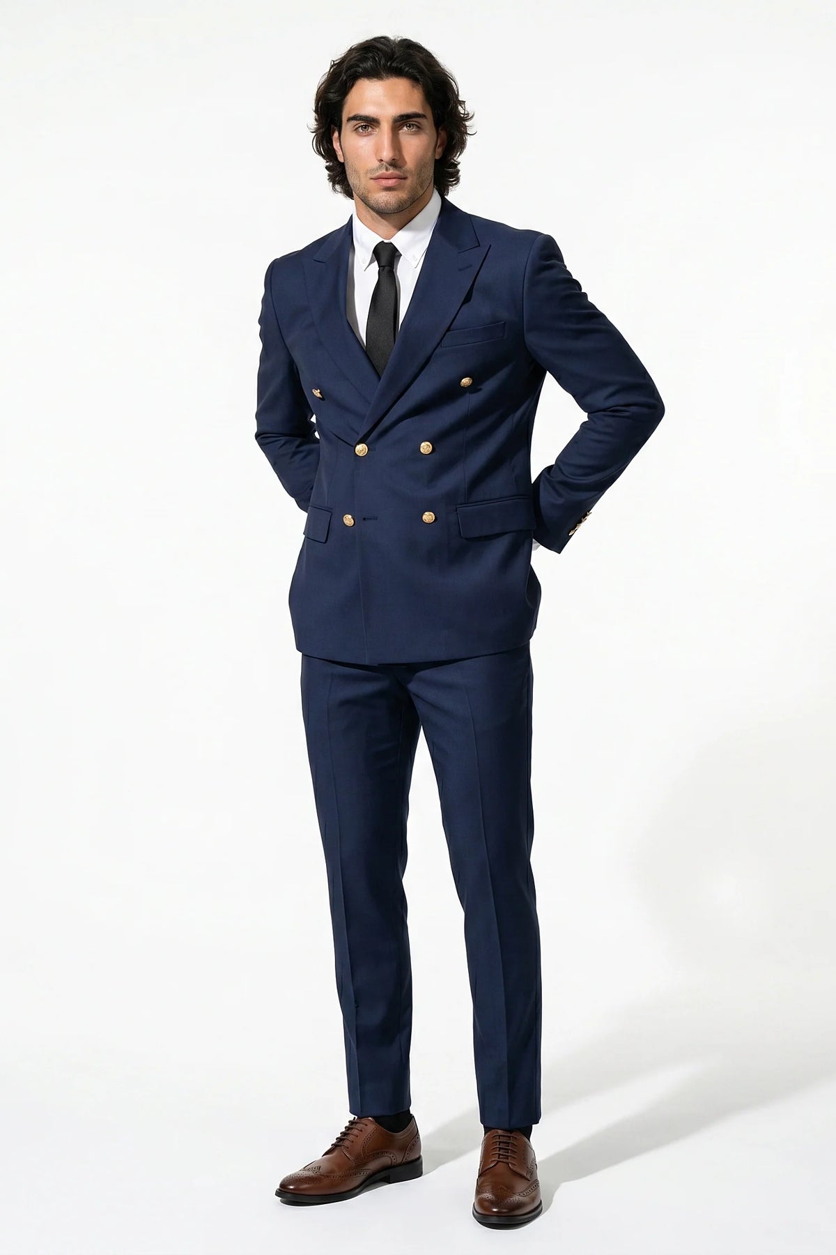 Men's Double Breasted Suit – Peaked Lapel, Slim Fit Two Piece