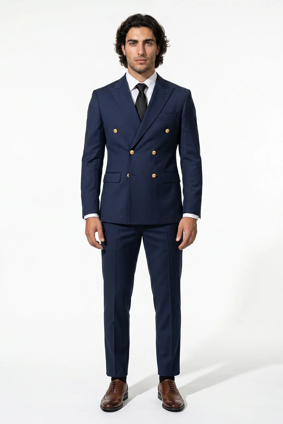 Men's Double Breasted Suit – Peaked Lapel, Slim Fit Two Piece