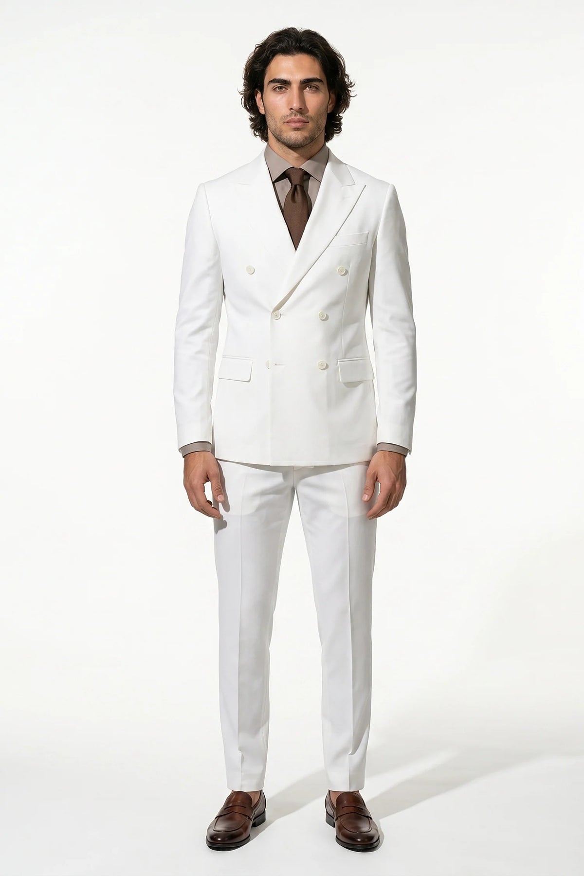Men's Double Breasted Suit – Peaked Lapel, Slim Fit Two Piece