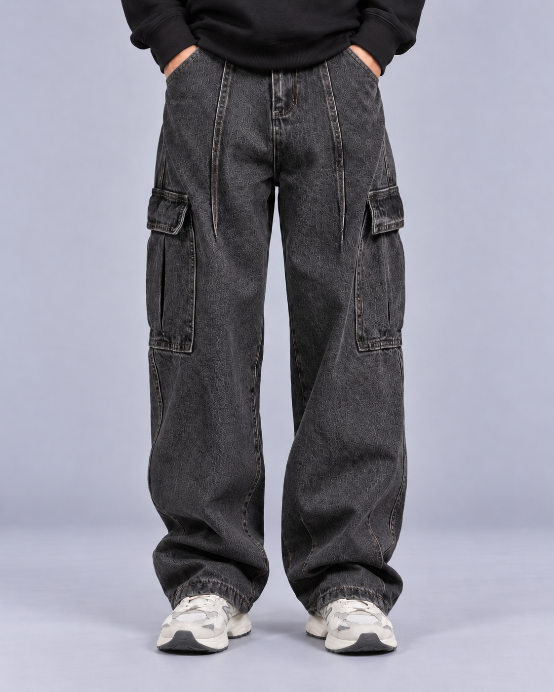 Men's 100% Cotton Denim Jeans | Multi Pocket Straight Leg Trousers with Loose Fit