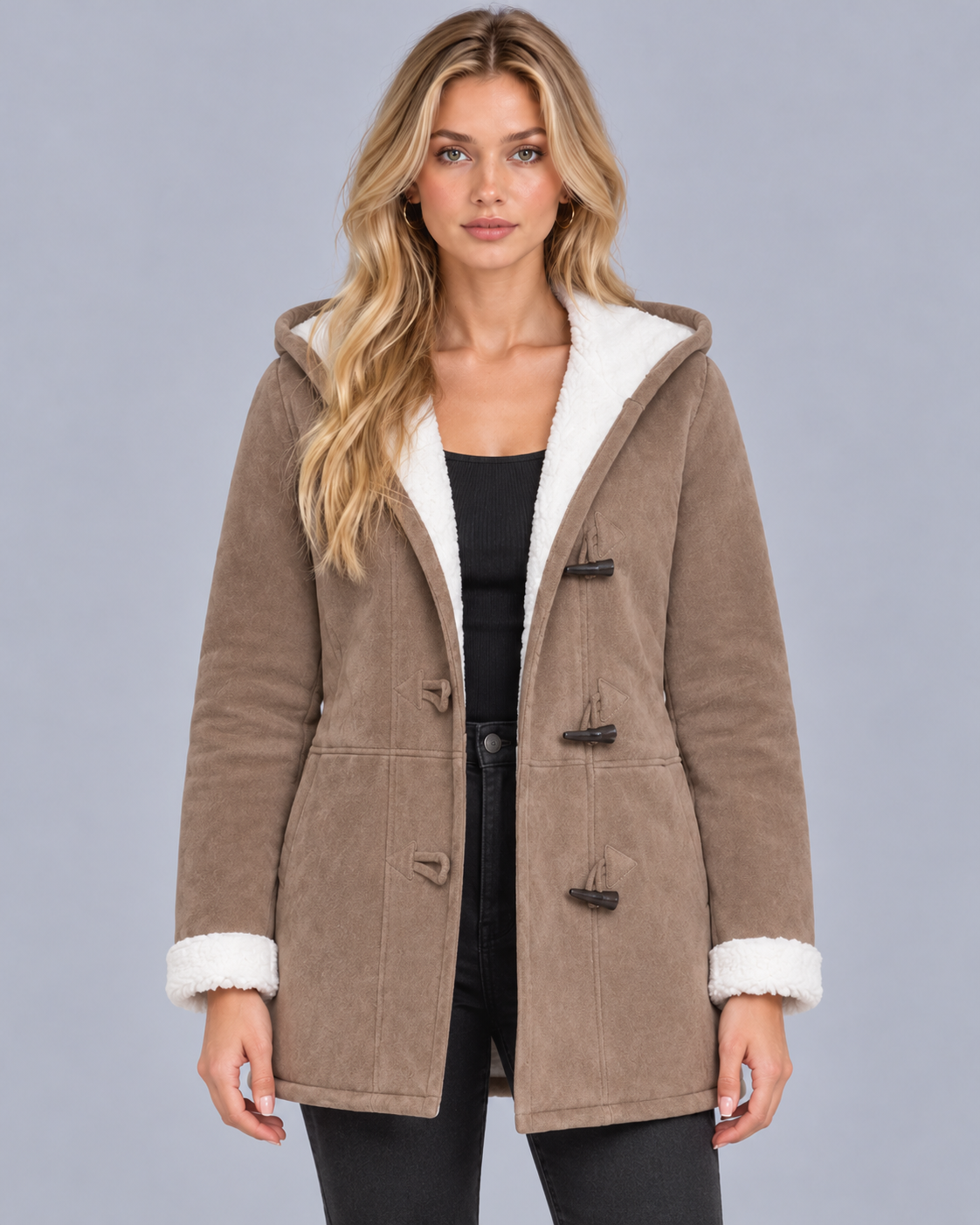 Women's Fleece Lined Toggle Coat – Cosy Winter Layer, Regular Fit
