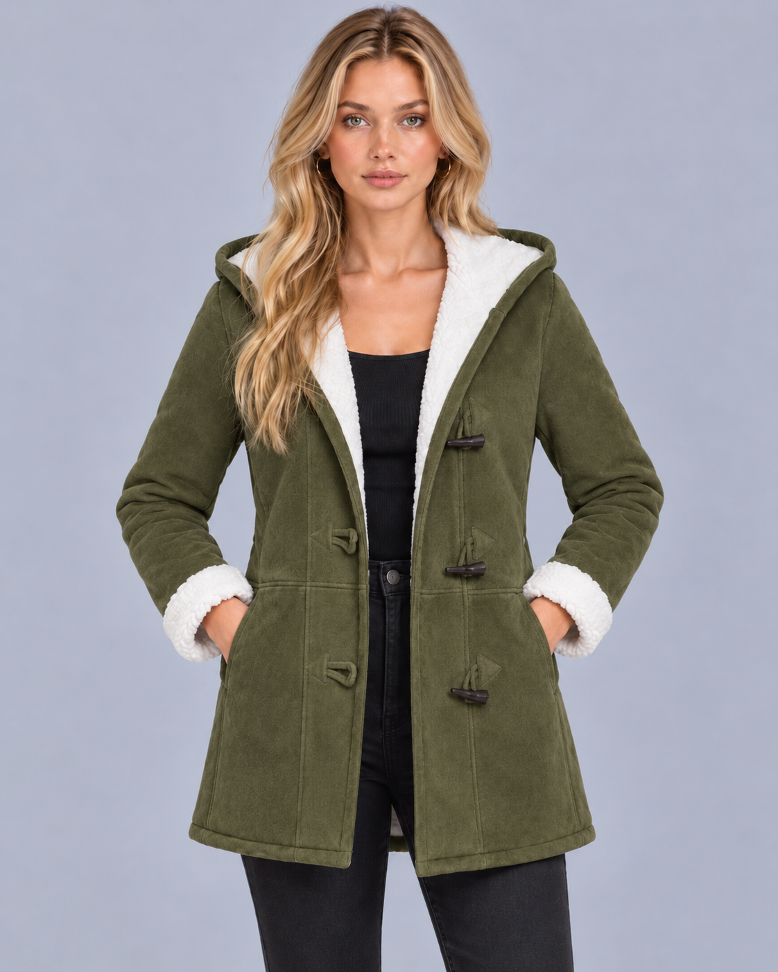 Women's Fleece Lined Toggle Coat – Cosy Winter Layer, Regular Fit