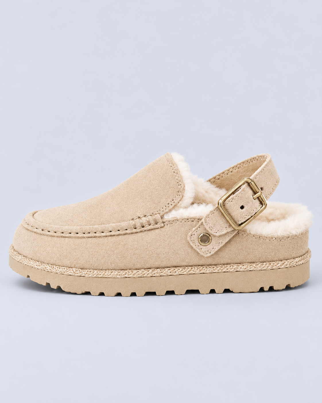 Women's Lined Faux Suede Buckle Clogs