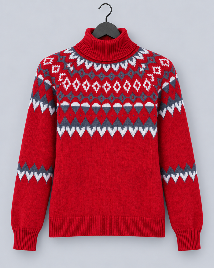Women's Cozy Knit Fair Isle Turtleneck Jumper | Long Sleeve Pullover Sweater