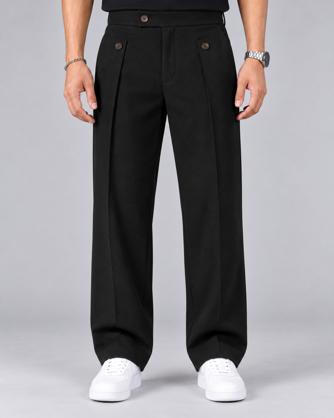 Men's Stretch Straight-Leg Trousers | Wrinkle-Resistant Smart Trousers