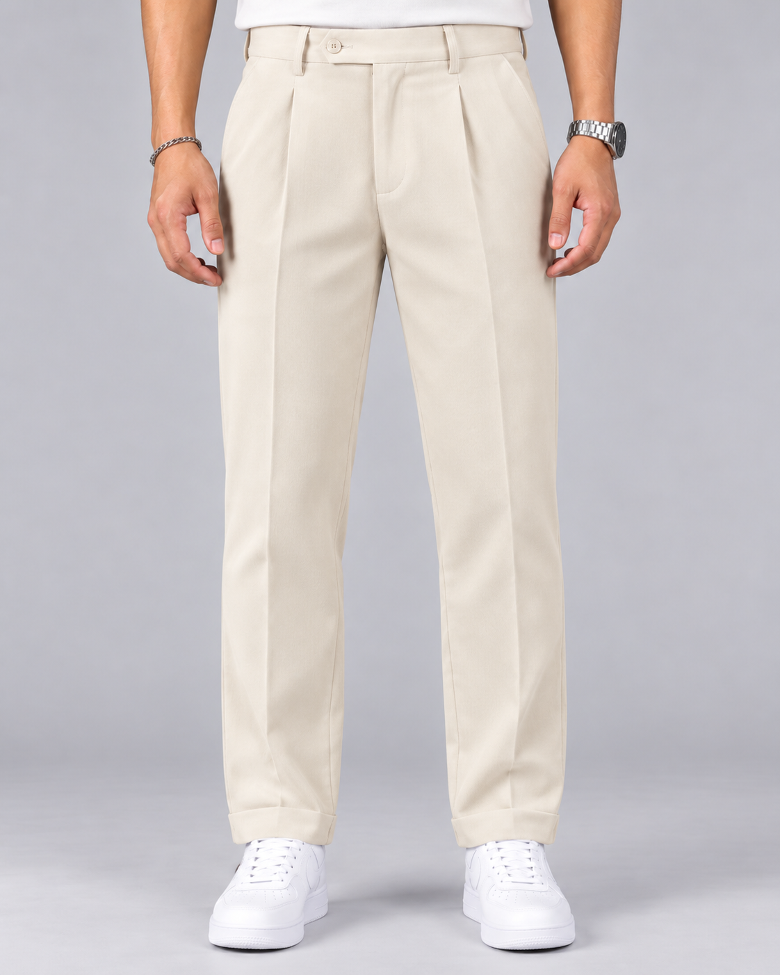 Men's High-Waisted Pleated Trousers | Straight-Leg Smart Trousers