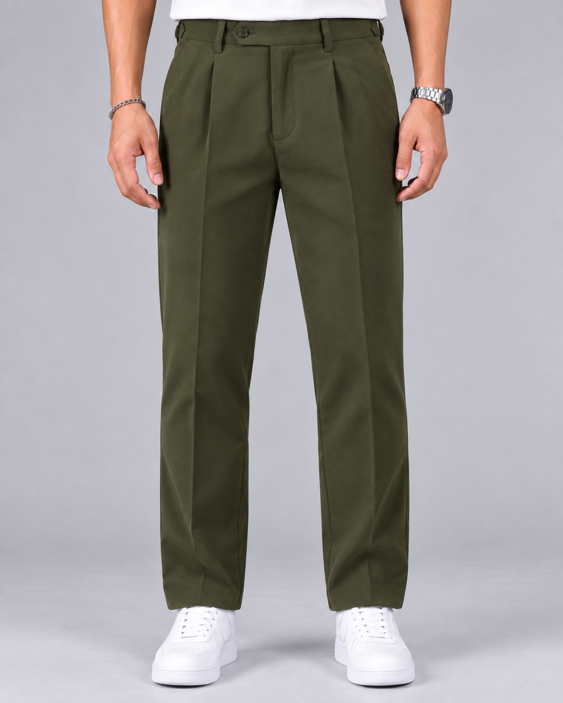 Men's High-Waisted Pleated Trousers | Straight-Leg Smart Trousers