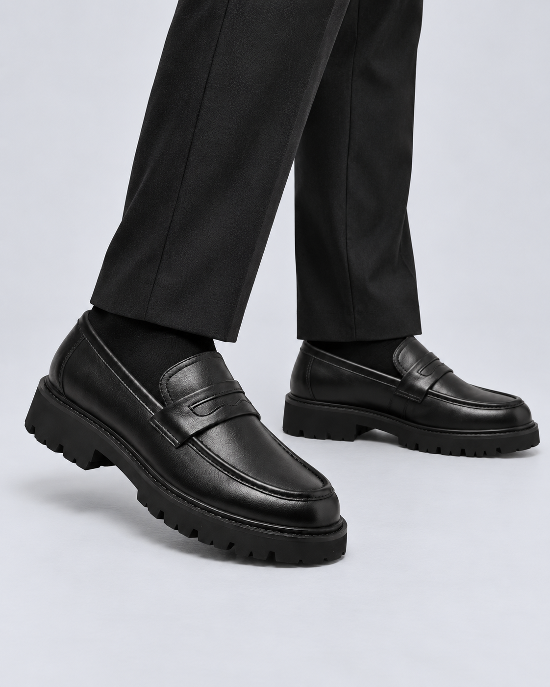 Men's Chunky Penny Loafers | Slip-On Lug Sole Shoes