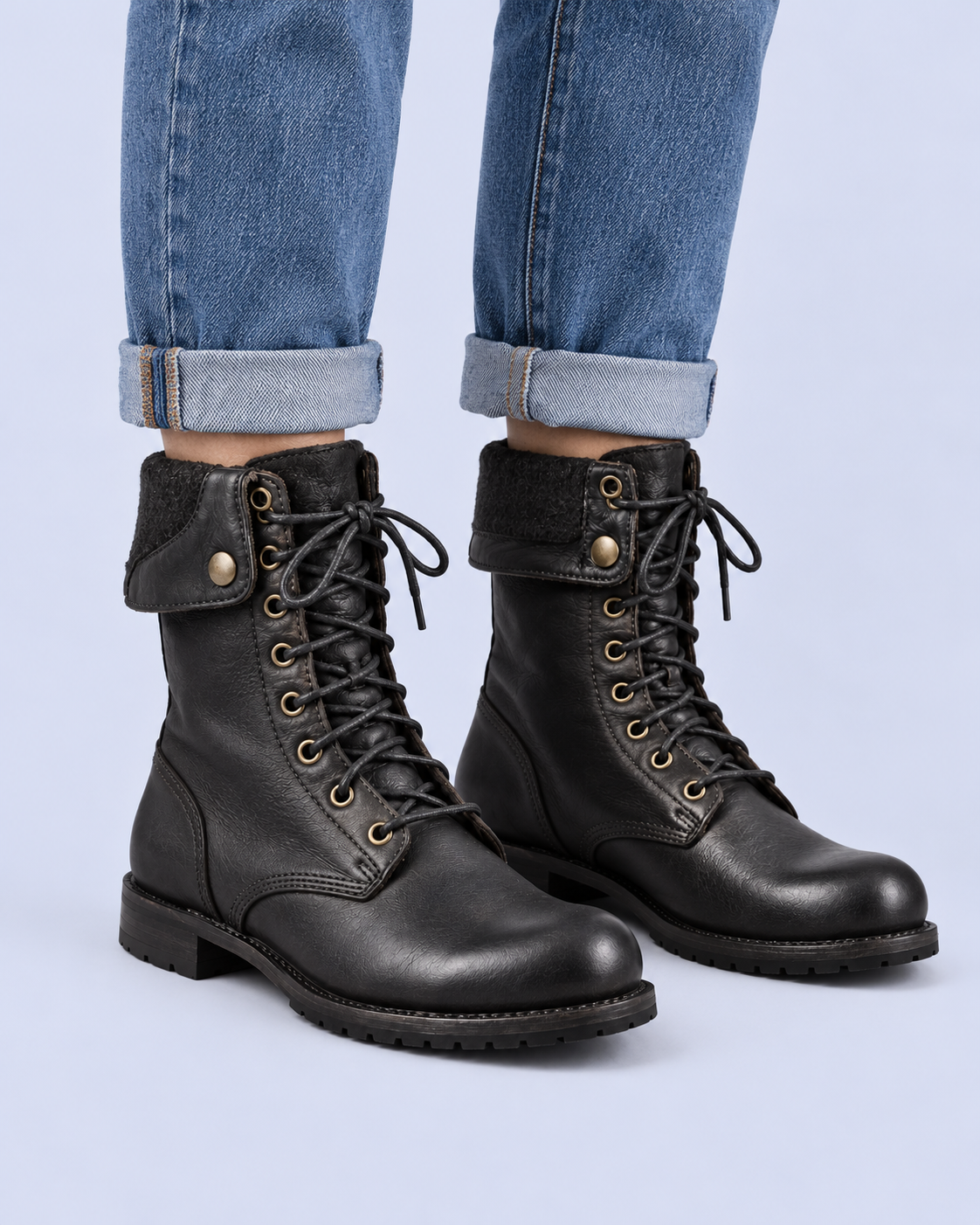 Women's Mid-Calf Lace-Up Combat Boots