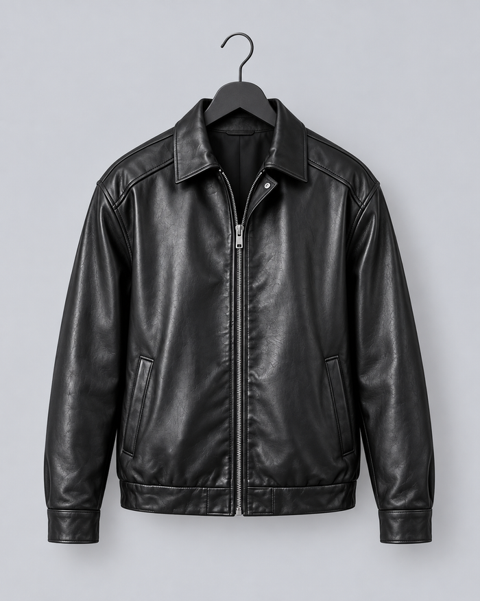 Men's PU Leather Jacket with Loose Fit