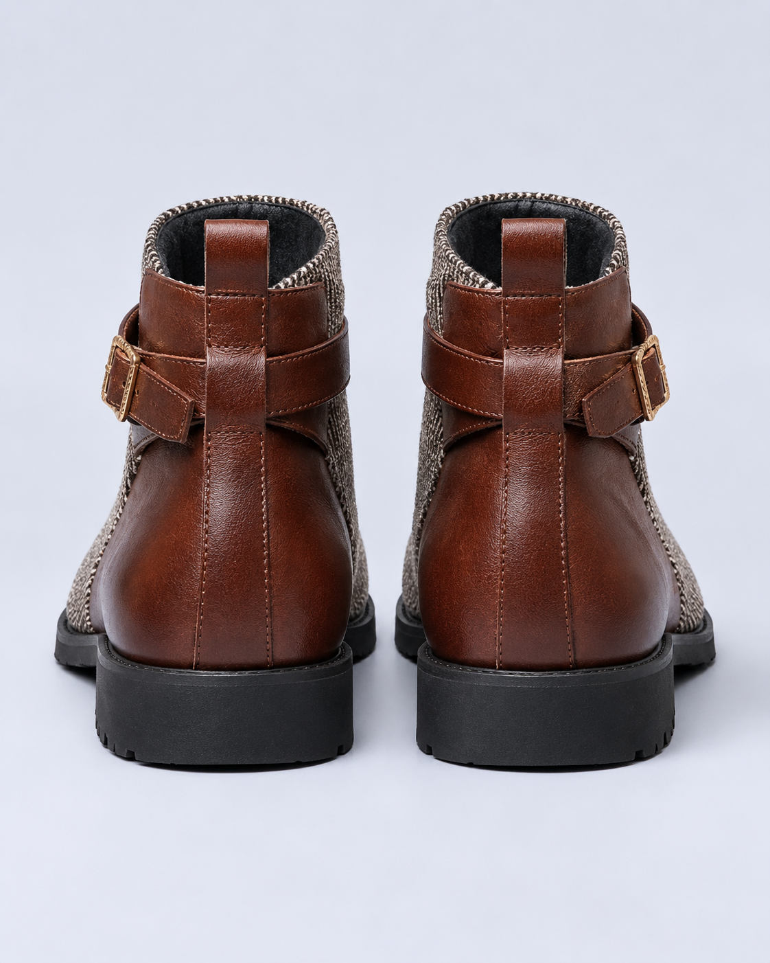 Men's Jodhpur Boots – Corduroy and Man-Made Leather Ankle Boots with Buckle Strap