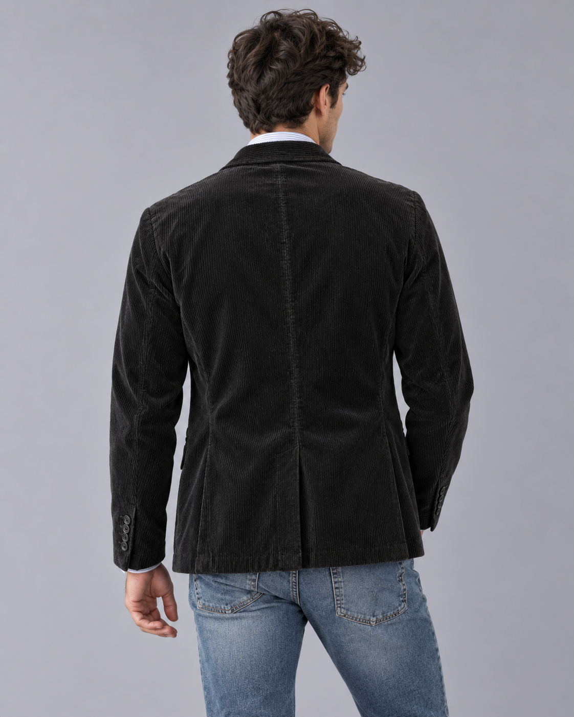 Men's Corduroy Jacket – Blazer Style, Notch Lapels, Button-Up, Flap Pockets
