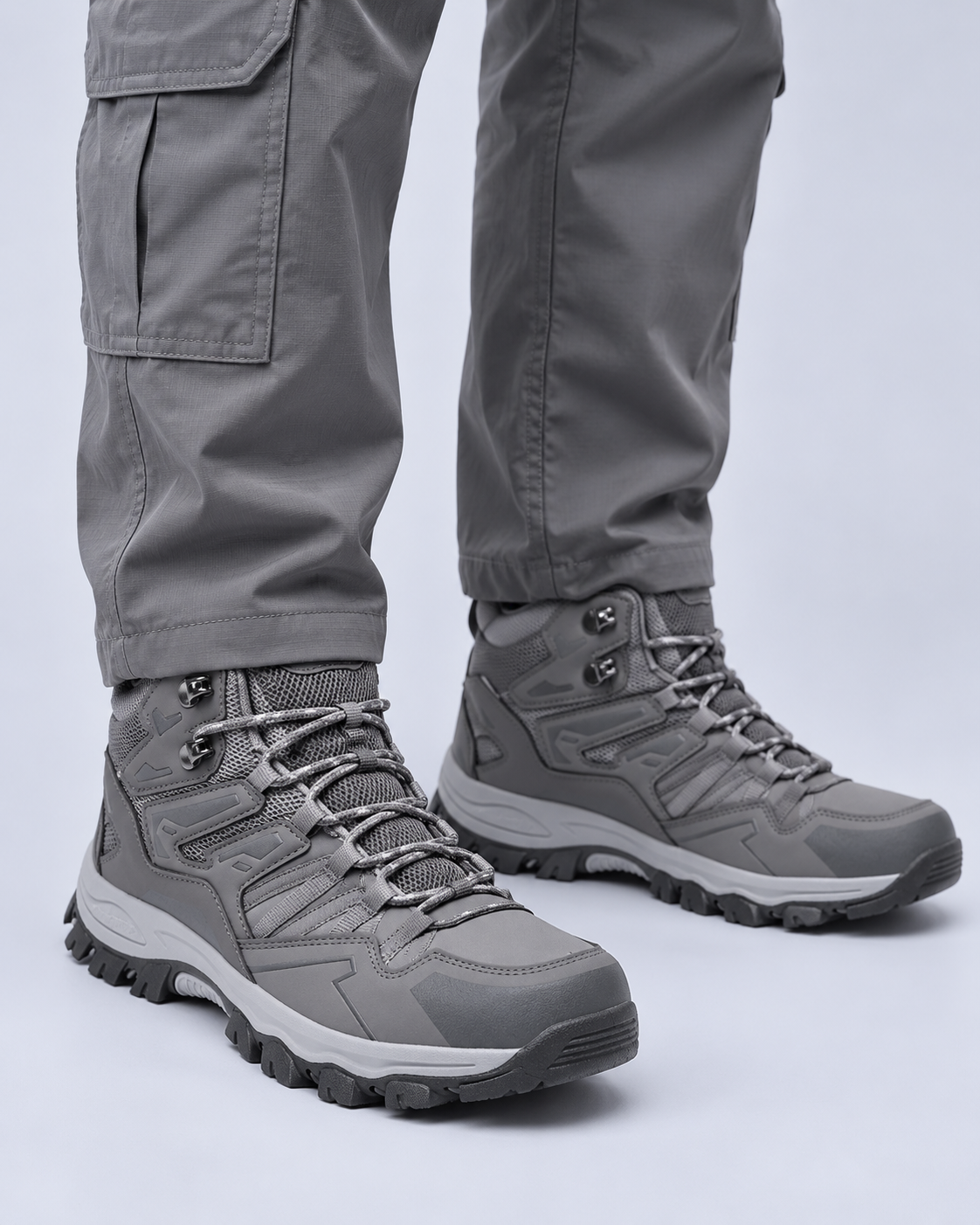 Men's Waterproof Hiking Boots – Non-Slip Lugged Sole, Mid-Cut Lace-Up Walking Boots