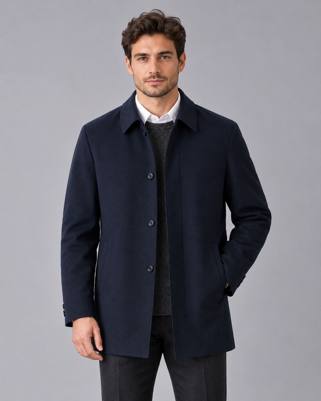 Men's Smart Tailored Jacket – Single-Breasted, Point Collar, Welt Pockets, Regular Fit
