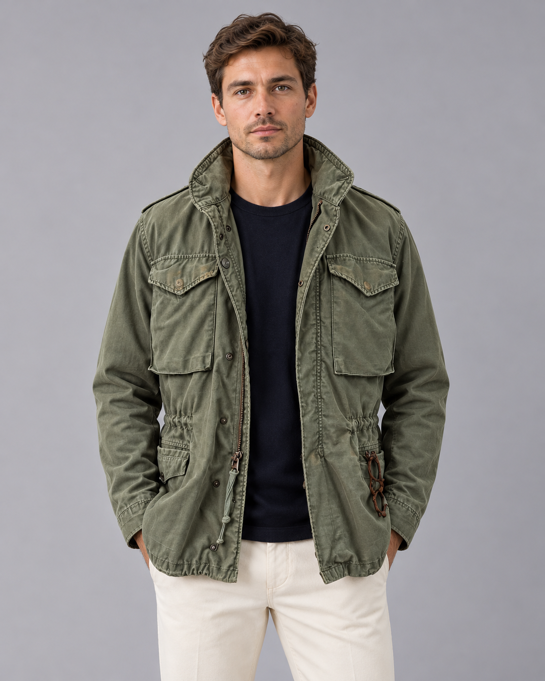Men's Waterproof Polyester Rain Jacket | Durable Hooded Outdoor Storm Coat